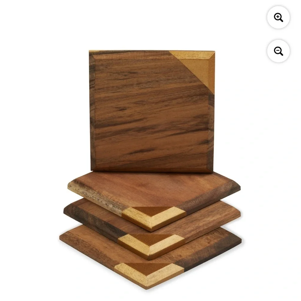 New Old Kentucky Home Metallic Dipped Coaster Set by Twine 4 Pack Wood Copper